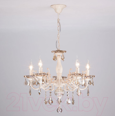 Люстра Евросвет Elisha 3281/5 (бело-золотой/тонированный хрусталь)