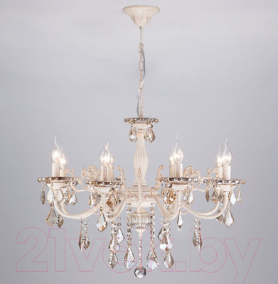 Люстра Евросвет Elisha 3281/8 (бело-золотой/тонированный хрусталь)