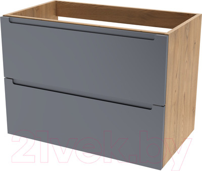 Тумба под умывальник ЗОВ Дион 80 / D80LHO0M7015МKV5 (графит матовый/дуб)