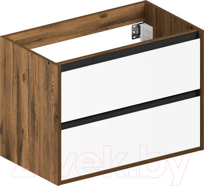 Тумба под умывальник ЗОВ Парма 60 / P60LA0MWMC1B (аттик/белый матовый/черный)