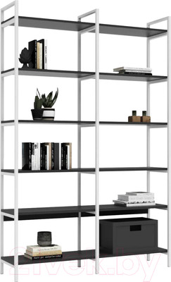 Стеллаж Crafto Симпл Плюс Лофт 06 125x32x190 (белый/графит)