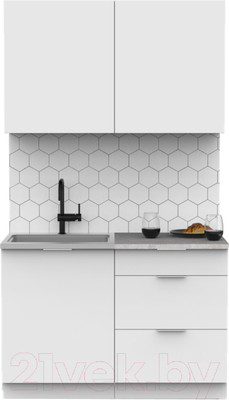 Кухонный гарнитур Интермебель Микс Топ-1 1.2м (белый премиум/мрамор лацио белый)