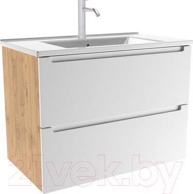 Тумба с умывальником ЗОВ Дион 60 / D60LHO0M9003MKV5-OL60 (белый матовый/дуб)