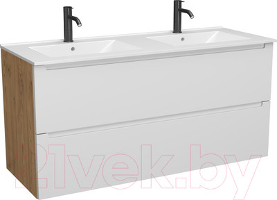 Тумба с умывальником ЗОВ Дион 120 / D120LHO0M9003MKV5-OL120 (белый матовый/дуб)