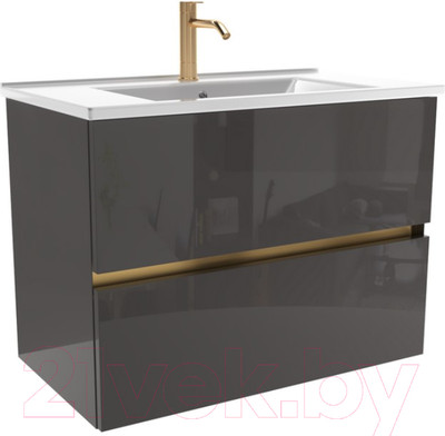 Тумба с умывальником ЗОВ Лира 80 / L80MWFMLGVG-OL80 (грифель глянец)