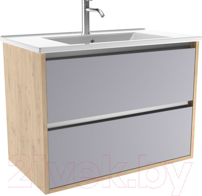 Тумба с умывальником ЗОВ Парма 90 / P90LC0MSMC1A-OL90 (сталь/каштан)