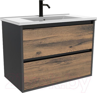 Тумба с умывальником ЗОВ Парма 60 / P60LAN0MAMC1B-OL60 (антрацит/аттик)