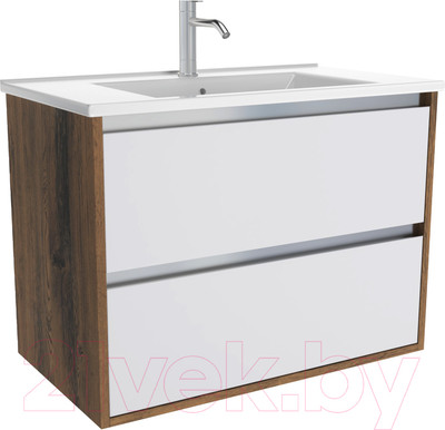 Тумба с умывальником ЗОВ Парма 60 / P60LA0MWMC1A-OL60 (аттик/белый матовый/алюминий)