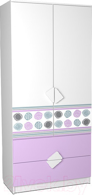 Шкаф Премиум Рокси с ящиками (белый/ирис)