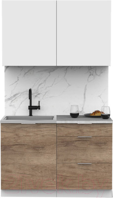 Кухонный гарнитур Интермебель Микс Топ-1 1.2м (белый премиум/дуб каньон/венато)