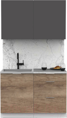 Кухонный гарнитур Интермебель Микс Топ-1 1.2м (графит серый/дуб каньон/венато)