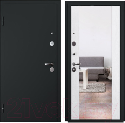 Входная дверь Guard С зеркалом 86x205 левая (графит/бьянко)