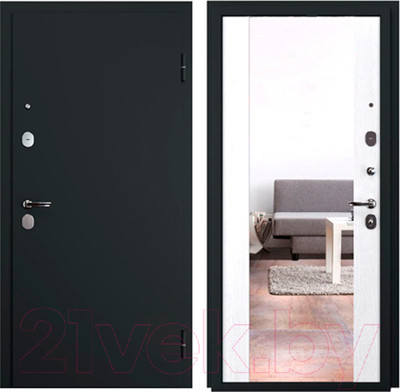 Входная дверь Guard С зеркалом 86x205 правая (графит/бьянко)