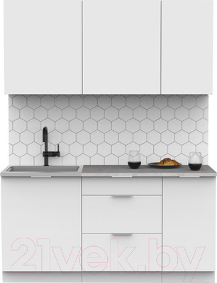 Кухонный гарнитур Интермебель Микс Топ-2 1.6м (белый премиум/венато)