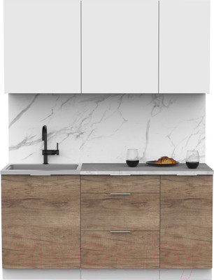 Кухонный гарнитур Интермебель Микс Топ-2 1.6м (белый премиум/дуб каньон/венато)