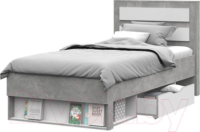 Каркас кровати Стендмебель Денвер КР 01 90x200 (белый/ателье светлое)