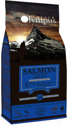 Сухой корм для собак Black Olympus Для взрослых всех пород лосось с бурым рисом (12кг)