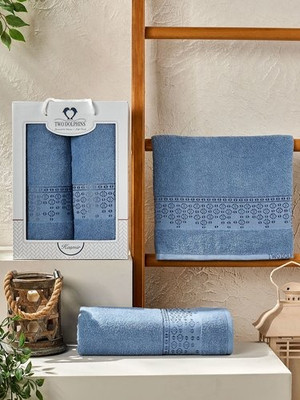 Набор полотенец Two Dolphins Kasmir 50x90/70х140 / 11820 (темно-голубой, в коробке)