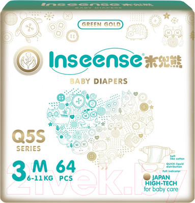 Подгузники детские Inseense Q5S M 6-11 кг / Ins72751 (64шт)