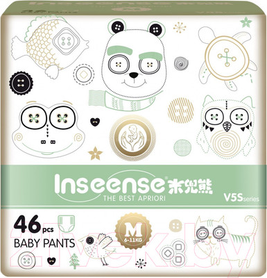 Подгузники-трусики детские Inseense V5S M 6-11кг / Ins46green (46шт)