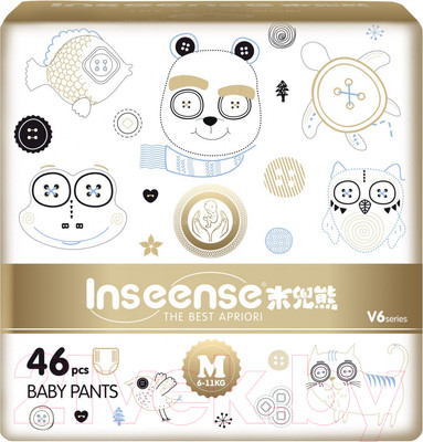 Подгузники-трусики детские Inseense Супертонкие V6 M 6-11 кг / Ins46gold (46шт)