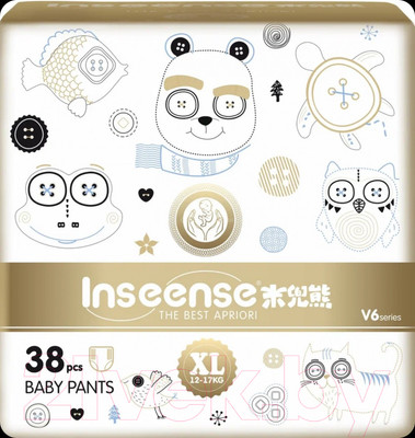 Подгузники-трусики детские Inseense Супертонкие V6 XL 12-17 кг/ Ins38gold (38шт)