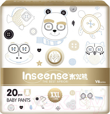 Подгузники-трусики детские Inseense Супертонкие V6 XXL 15+кг / Ins20gold (20шт)