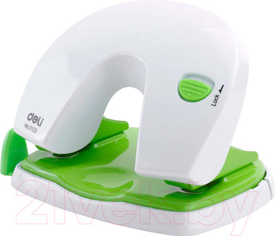 Дырокол Deli Vivid / 0123 (белый/салатовый)