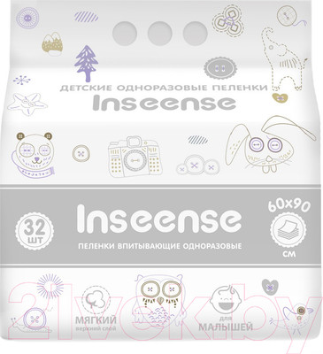 Набор пеленок одноразовых детских Inseense 60x90 / Ins6932 (32шт)