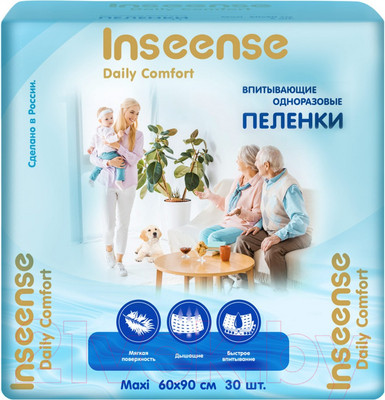 Набор пеленок одноразовых детских Inseense Daily Comfort 60х90 / InsDC6930 (30шт)