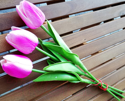 Искусственный букет ForGarden Тюльпаны / BN10696 (3шт, розово-фиолетовый)