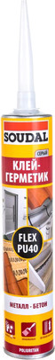 Клей-герметик Soudal Flex PU40 полиуретановый / 137854 (300мл, серый)