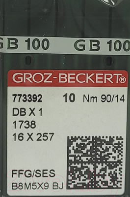 Набор игл для промышленной швейной машины Groz-Beckert DBx1 90 SES GB-10 (для трикотажа)