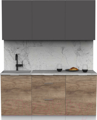 Кухонный гарнитур Интермебель Микс Топ-3 1.7м (графит серый/дуб каньон/венато)