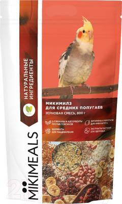 Корм для птиц Mikimeals Для средних попугаев (800г)