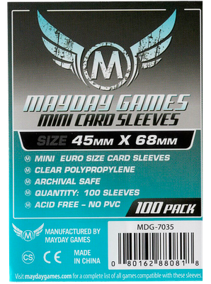 Набор протекторов для игровых карточек Mayday Games Euro Mini / MDG-7035 (100шт, прозрачный)