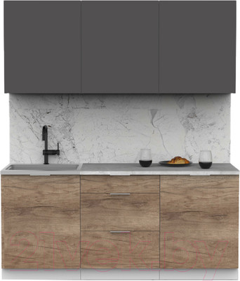 Кухонный гарнитур Интермебель Микс Топ-4 1.8м (графит серый/дуб каньон/венато)