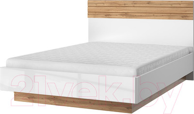 Полуторная кровать Anrex Taurus 140 с ПМ (белый/дуб вотан)