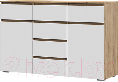 Тумба Стендмебель Хелен КМ 05 6 ящиков (белый/дуб крафт золотой)