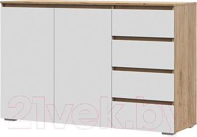 Тумба Стендмебель Хелен КМ 06 4 ящика (белый/дуб крафт золотой)