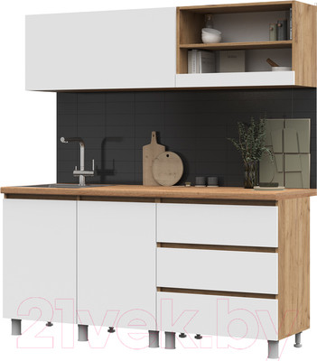 Кухонный гарнитур Стендмебель Хелен 1.7 (белый/дуб крафт золотой)