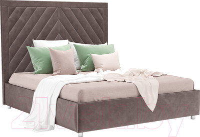 Полуторная кровать Mebel-Ars Мишель 140 (бархат серо-шоколадный Star Velvet 60 Coffee)