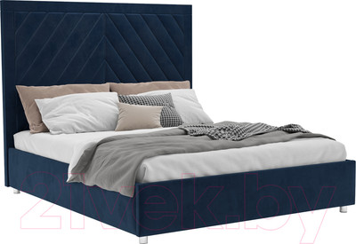 Полуторная кровать Mebel-Ars Мишель 140 (темно-синий/Luna 034)