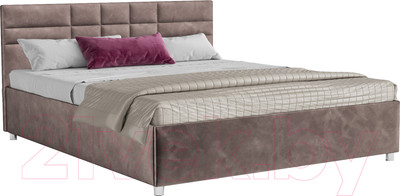 Полуторная кровать Mebel-Ars Нью-Йорк 140 (бархат серо-шоколадный Star Velvet 60 Coffee)