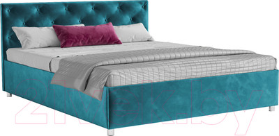 Полуторная кровать Mebel-Ars Классик 140 (бархат сине-зеленый Star Velvet 43 Black Green)