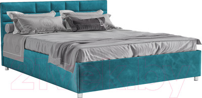 Двуспальная кровать Mebel-Ars Нью-Йорк 160 (бархат сине-зеленый Star Velvet 43 Black Green)