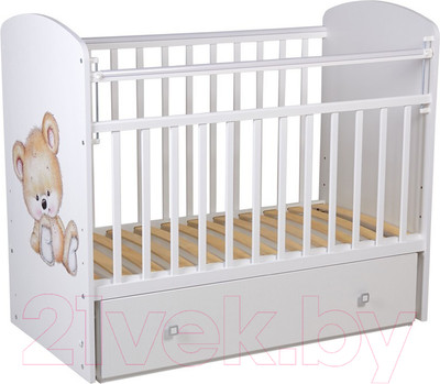 Детская кроватка Фея 750 Медвежонок / 0002551.9.13 (белый)