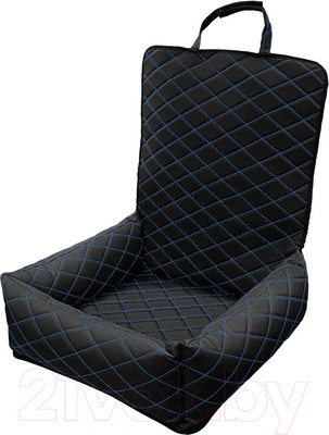 Автокресло для собак ElCrucce 45x45x60 (экокожа, черный/синяя строчка)