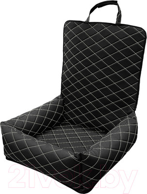 Автокресло для собак ElCrucce 45x45x60 (экокожа, черный/белая строчка)