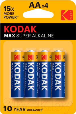 Комплект батареек Kodak Max Super Alkaline AA LR6 4BL (4шт)